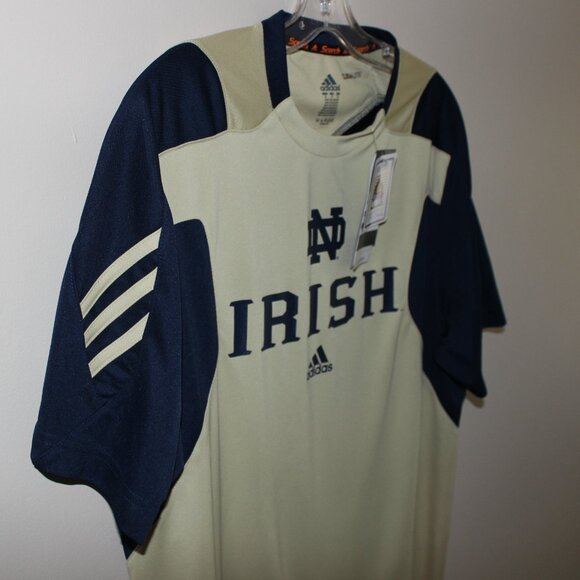 3/$77❤️Notre Dame Fighting Irish NCAA Adidas S/S crew neck jersey navy gold - Picture 4 of 11
